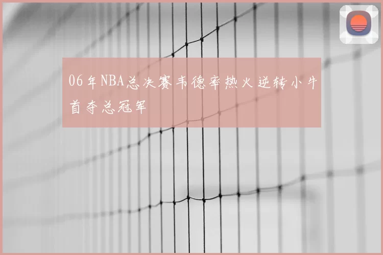 06年NBA总决赛韦德率热火逆转小牛首夺总冠军